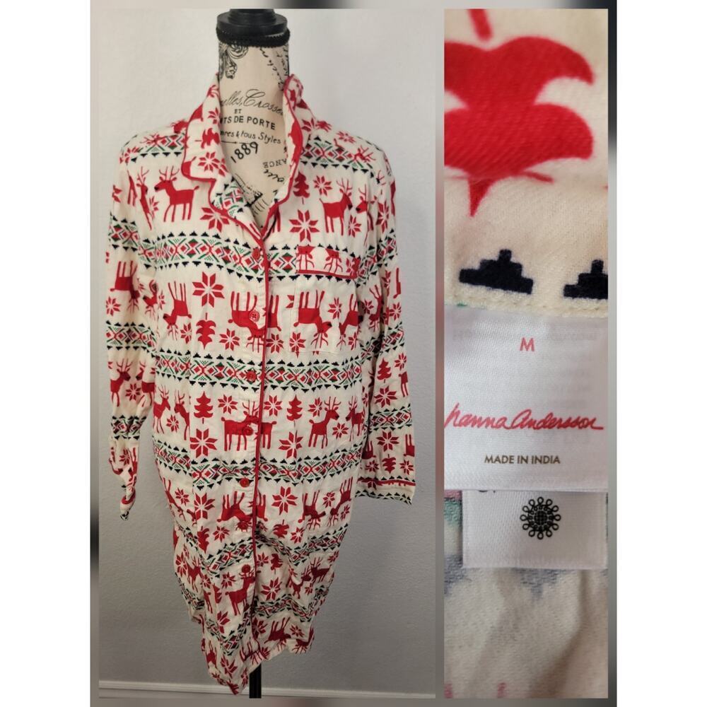 Hanna Andersson Dear Deer Nightgown Womens Size Medium Christmas Reindeer